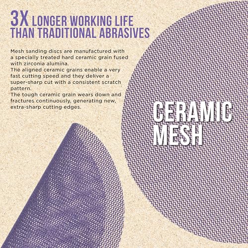 Dura-Gold Premium 600 Grit 5" Purple Ceramic Mesh Sanding Discs, Box of 30 - style: 600 Grit