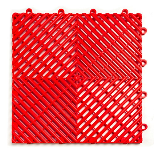 SnapLock RaceDeck Free-Flow 12"x12" Interlocking Garage Tiles, 48pk, Red - color: Red, size: 48 Pack