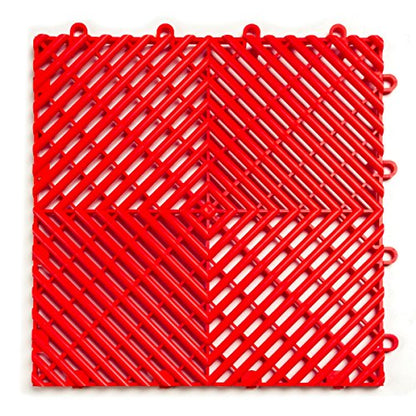 SnapLock RaceDeck Free-Flow 12"x12" Interlocking Garage Tiles, 48pk, Red - color: Red, size: 48 Pack