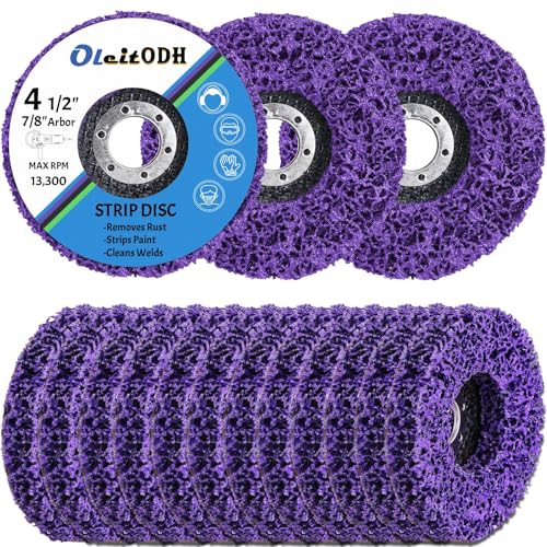 Oleitodh 15 PCS Purple Strip Disc 4.5" x 7/8" Paint Rust Removal Wheel - color: Purple, size: 4-1/2'' x 7/8''-15Pack