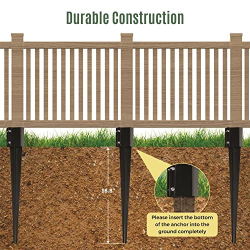 24" x4x4 Heavy Duty Fence Post Anchor Ground Spike, Black, 8-Pack,S1 - color: 8 Pack, size: 24''x4''x4'' Style A